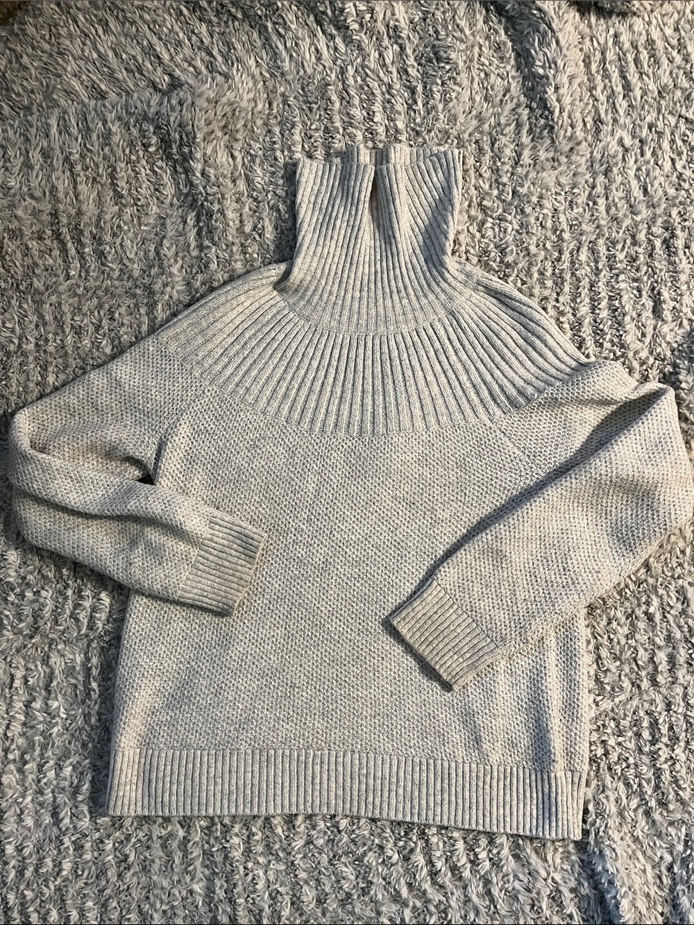 J. Crew Factory Light Gray Ribbed Funnel Turtleneck Sweater